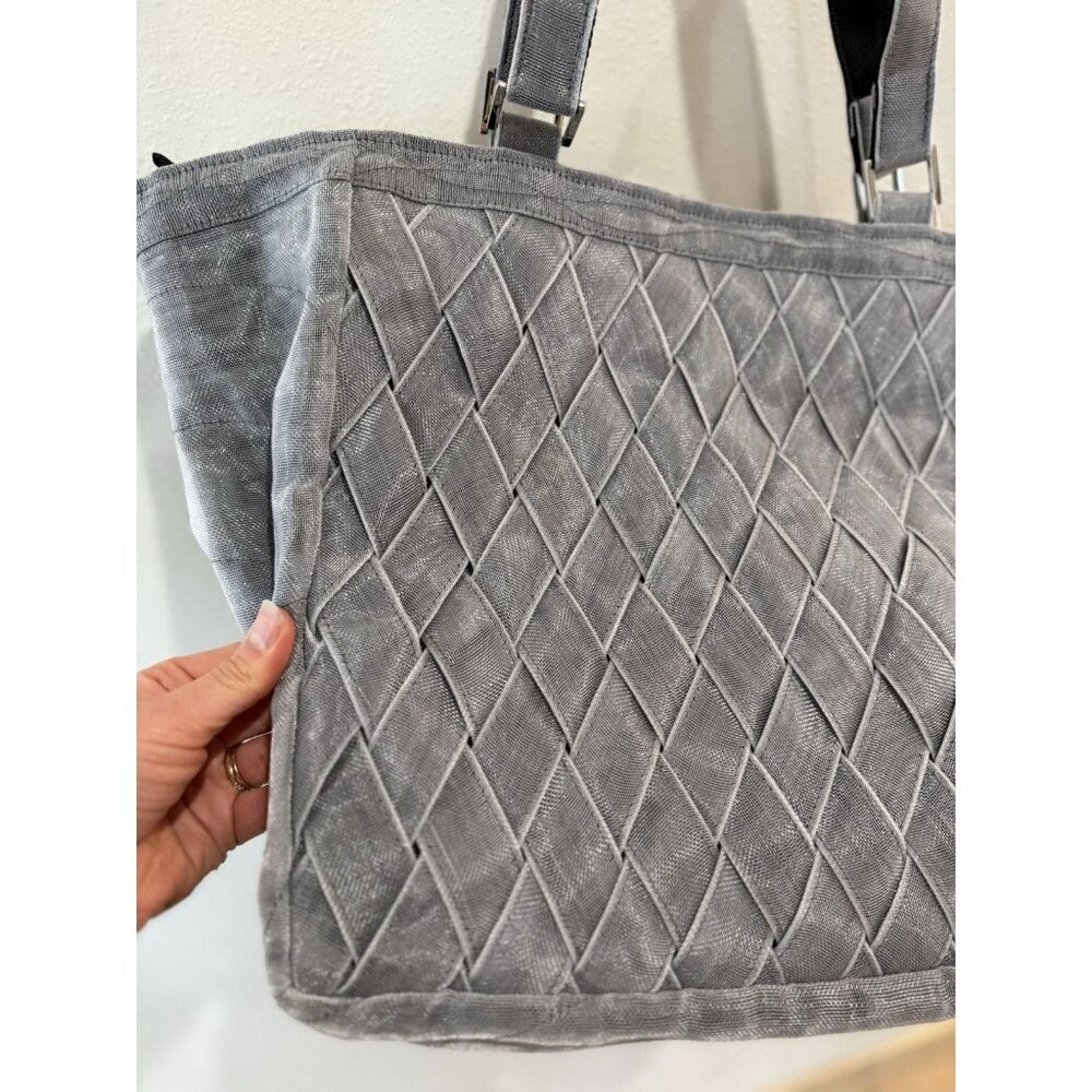 $108 Smateria Women’s Purse Tote Bag Silver Gray Woven Handle Purse Diaper - Picture 3 of 7